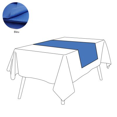 Chemin de table lin 105 fils/cm² uni Bleu 50x100