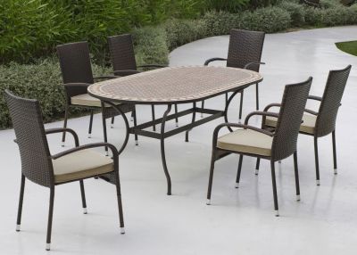 Salon de jardin acier/mosaique Altamira-Bergamo 6 pls table + 6 fauteuils
