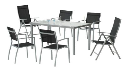 Salon de jardin aluminium Grecio 6 places 1 table + 6 fauteuils
