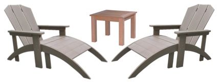 Set de 2 fauteuils modèle Adirondack Brown Lounger + table Brown Touch