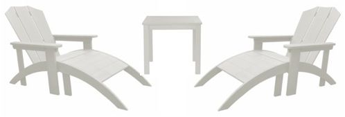 Set de 2 fauteuils modèle Adirondack White Set + table résine White Touch