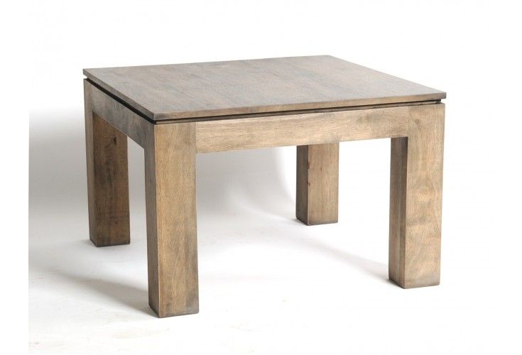 Table basse hévéa massif grisé carrée 60x60