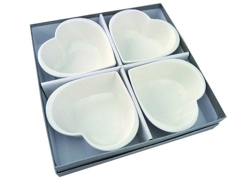 Coupelles porcelaine Coeur blanches set de 4 - Aulica