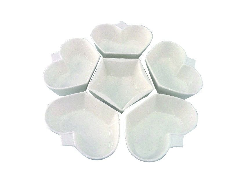 Coupelles porcelaine Coeur en fleur blanches set de 6 - Aulica