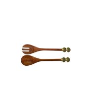 Couverts à salade Coquillage en bois doré - Aulica