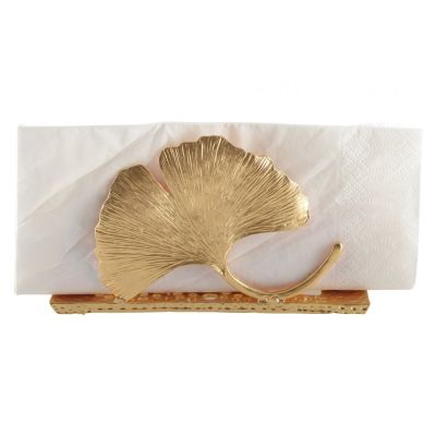 Porte-serviettes Gingko en métal doré - Aulica