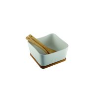 Saladier + couverts Naturalite en porcelaine et bamboo - Aulica