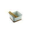 Saladier + couverts Naturalite en porcelaine et bamboo