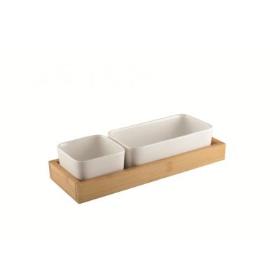 Set de 2 coupelles à apéritif + support Naturalite en porcelaine - Aulica