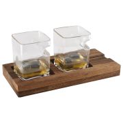 Set de 2 verres à whisky+plateau+glacons pierre céramique Gatsby en verre - Aulica