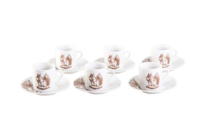 Set de 6 tasses à café + soucoupes porcelaine Ecureuil - Aulica
