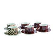 Set de 6 tasses à thé Into The Wild en porcelaine safari - Aulica