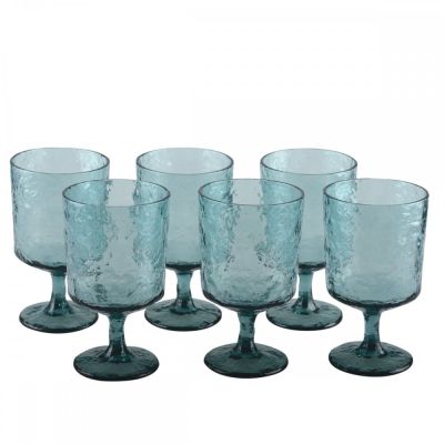 Set de 6 verres sur pied Océan en acrylique texture vert d'eau - Aulica