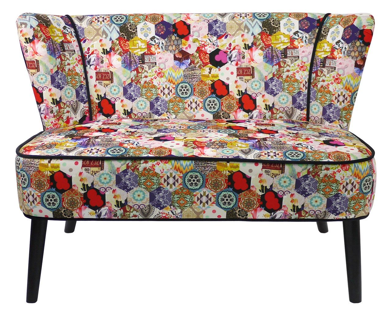 Canapé 2 places tissu motifs patchwork multicolores - So Skin