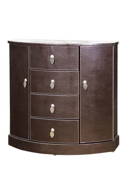 Commode demi-lune aspect cuir marron