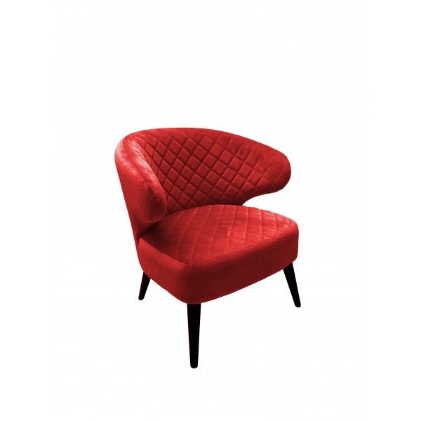 Fauteuil Angèle velours matelassé uni rouge