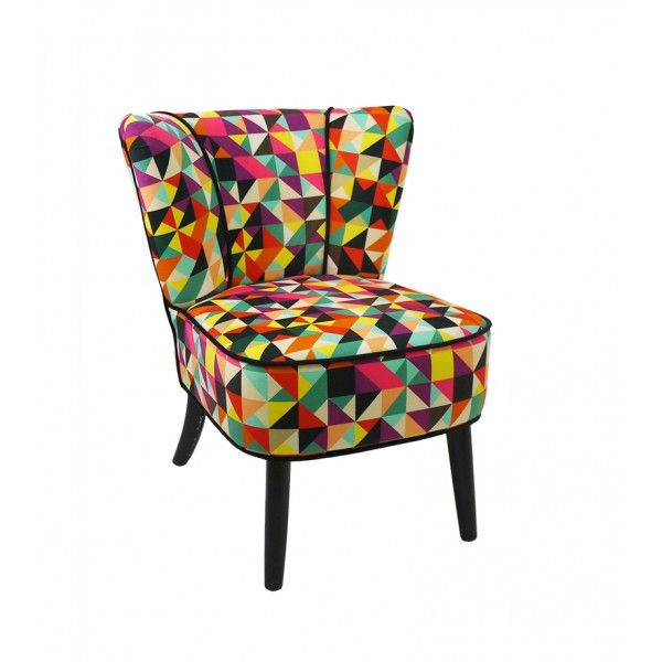 Fauteuil Gatsby velours Patchwork triangles tons chauds
