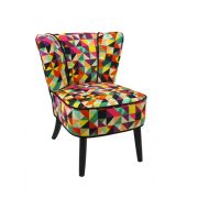 Fauteuil Gatsby velours Patchwork triangles tons chauds - So Skin