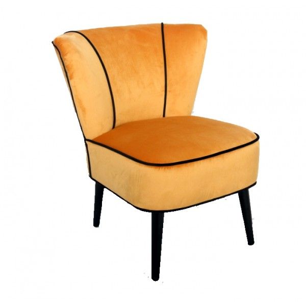 Fauteuil Gatsby velours jaune curry