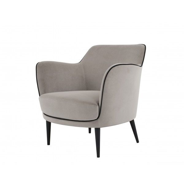 Fauteuil Neptune accoudoirs velours gris taupe