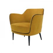 Fauteuil Neptune accoudoirs velours jaune moutarde - So Skin
