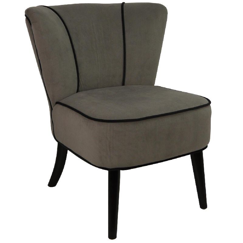 Fauteuil crapaud Gris taupe aspect velours