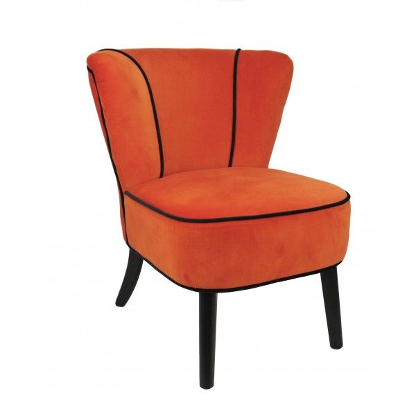 Fauteuil crapaud Orange aspect velours