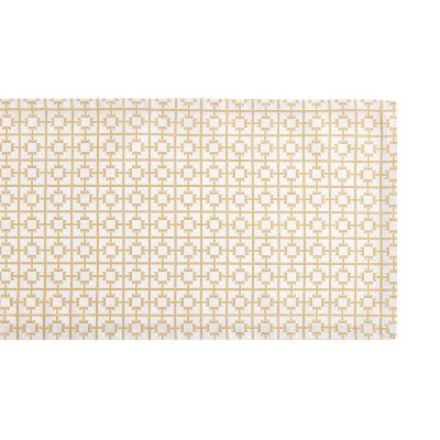 Chemin de table Grand T satin de coton motifs géométriques Ocre 55x150