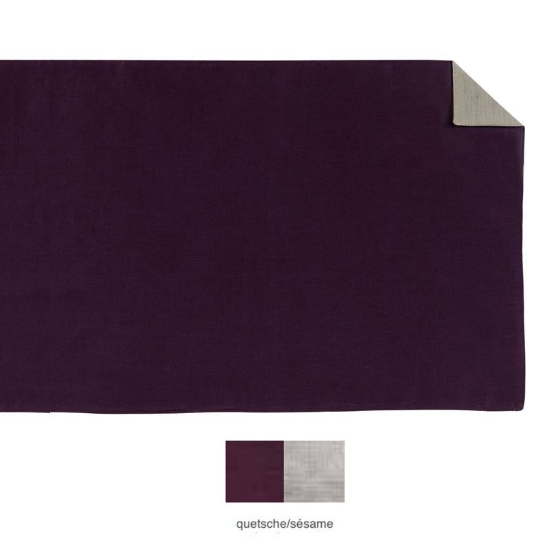 Chemin de table lin bicolore Saint-Germain quetsche/sésame 60x140 - Alexandre Turpault