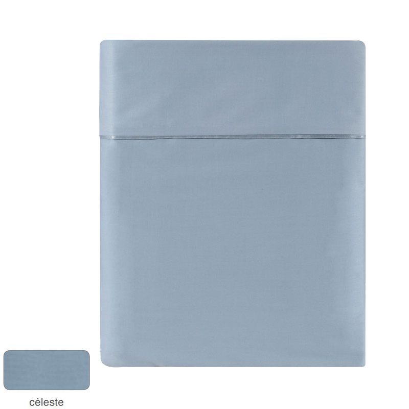 Housse de couette uni Teo Céleste satin de coton 200x200 - Alexandre Turpault