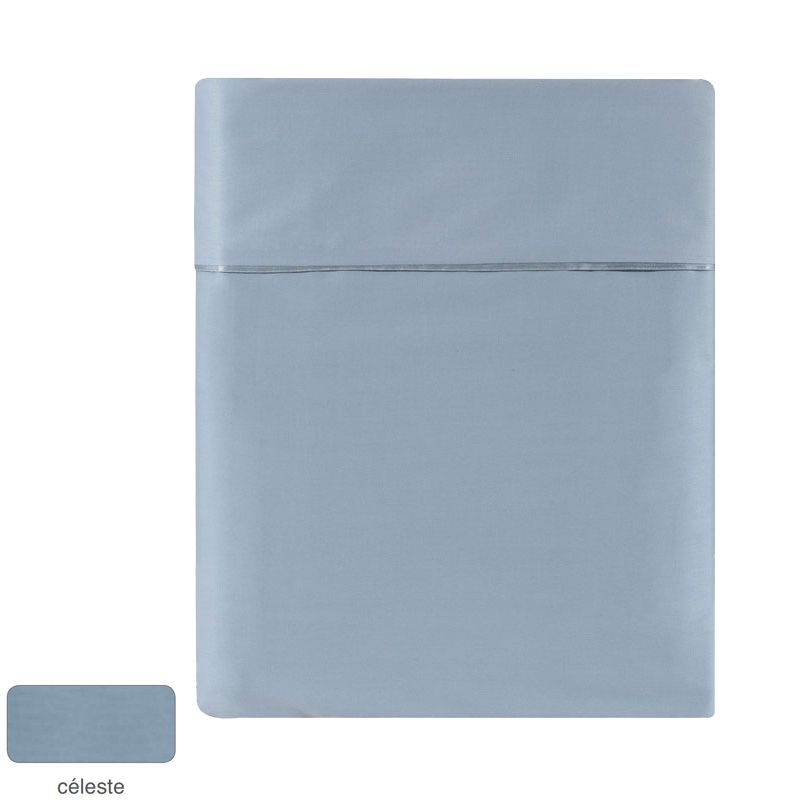 Housse de couette uni Teo Céleste satin de coton 200x200