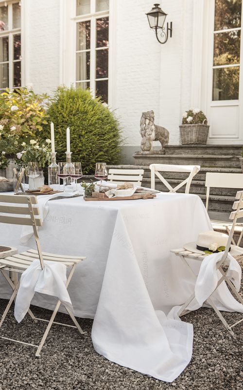Nappe lin Bonheur blanc 170x170 - Alexandre Turpault