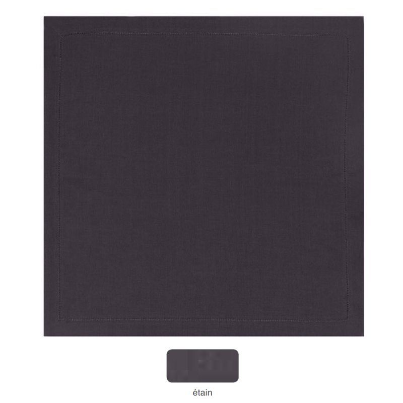 Serviette de table lin uni Florence Etain 45x45 - Alexandre Turpault