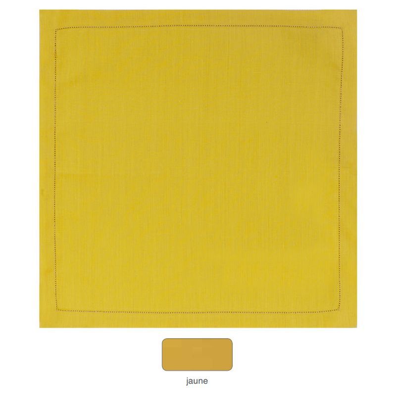 Serviette de table lin uni Florence Jaune 45x45