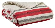 Chemin de lit Zeff Eden stonewashed en lin coloris groseille 90x240 - Vivaraise