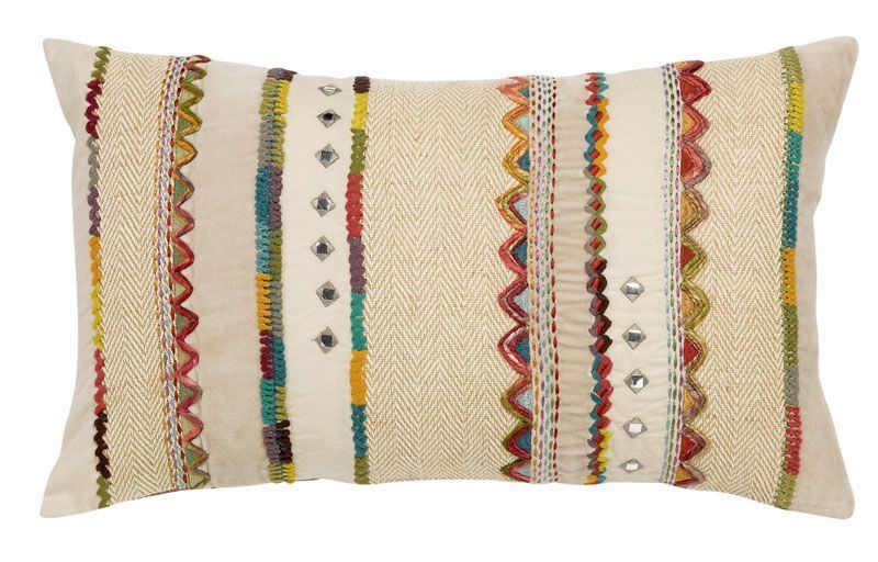 Coussin Alba patchwork jute coton 30x50 - Vivaraise