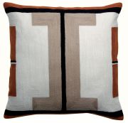 Coussin Cristina brodé coton/polyester coloris Ginger 45x45 - Vivaraise