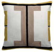 Coussin Cristina brodé coton/polyester coloris mirabelle 45x45 - Vivaraise