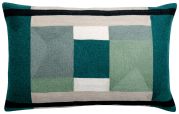 Coussin Dea brodé en coton coloris paon 40x65 - Vivaraise