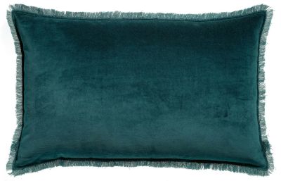 Coussin Fara velours de coton paon 40x65 - Vivaraise