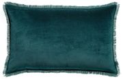 Coussin Fara velours de coton paon 40x65 - Vivaraise