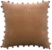 Coussin Gastounet en coton/polyester uni Camel 45x45 - Vivaraise