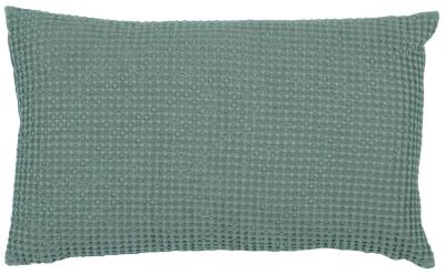 Coussin Maïa en coton stonewashed coloris Vert de gris 30x50 - Vivaraise