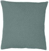 Coussin Maïa en coton stonewashed coloris Vert de gris 45x45 - Vivaraise
