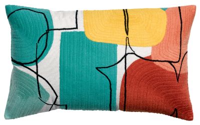 Coussin Romane brodé en coton coloris Multicolore 40x65 - Vivaraise