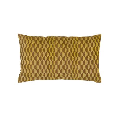 Coussin Rosetta coton motifs géométriques jaunes Argile 30x50 - Vivaraise