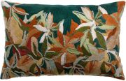 Coussin brodé Alina en coton coloris Pétrole 40x65 - Vivaraise