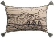 Coussin brodé Dusko en coton coloris Thym 30x50 - Vivaraise