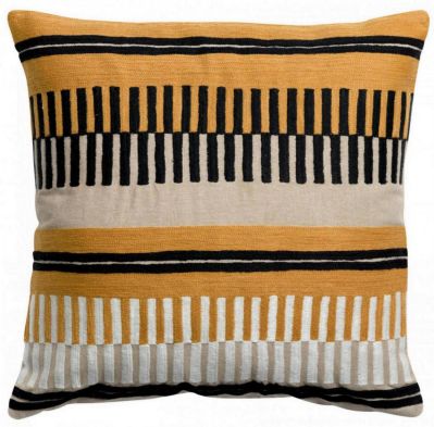 Coussin brodé Eden en coton/polyester coloris Ocre 45x45 - Vivaraise