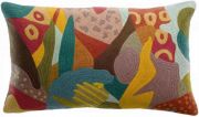 Coussin brodé Izel en acrylique/coton coloris Minéral 30x50 - Vivaraise